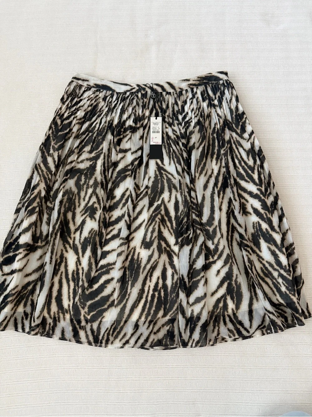 Talbots Zebra-Pattern Circle Skirt in Black and Cream NWT